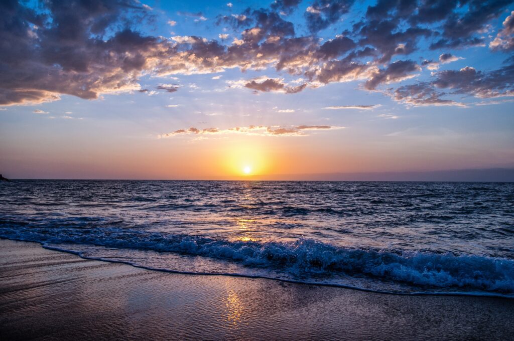 Beach, Ocean, Clouds, Sunset